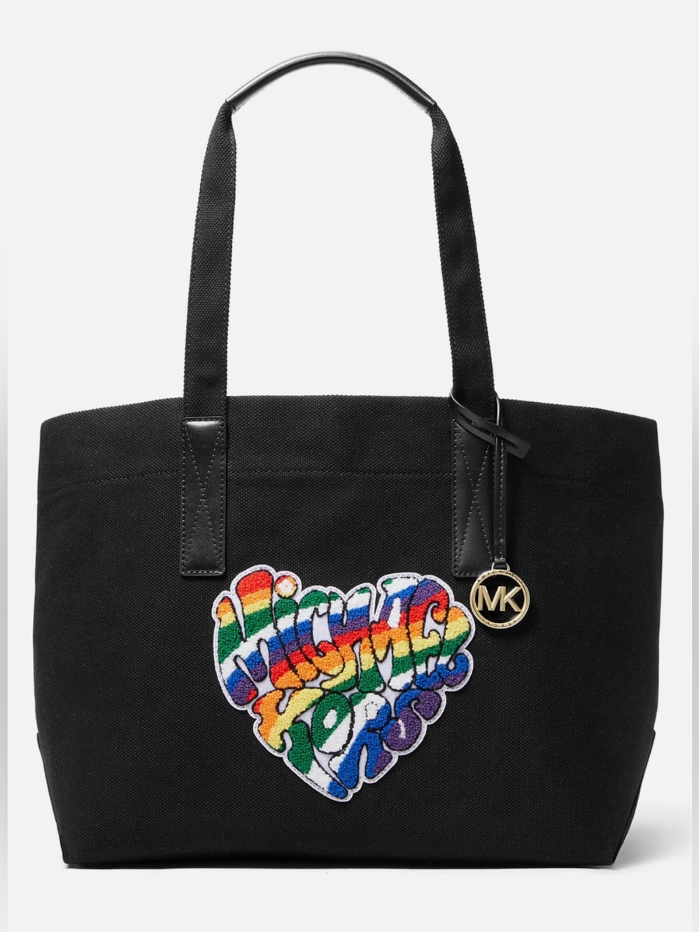 Michael Kors Black Tote with Rainbow Heart Patch